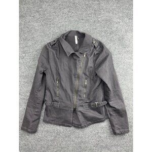 Mur Mur Jacket Womens Small Gray Moto Biker Cotton Asymmetrical Zip